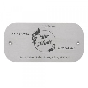 Bankschild aus Edelstahl runde Ecken (160 x 80 mm)