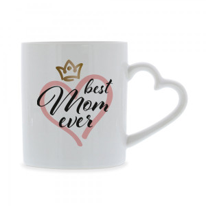 Keramiktasse mit Herzhenkel "best Mom ever"