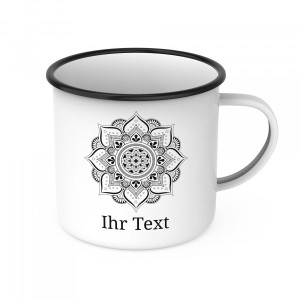 Emaille-Tasse mit Zentangle-Motiv & Individualisierung