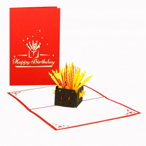 Colognecards Pop-Up Karte Kerzen Happy B. Day rot