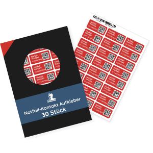 Notfallkontakt-Aufkleber mit Telefonnummer & QR-Code, stark haftend