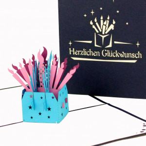 Colognecards Pop-Up Karte Kerzen Herzl. Glückw.