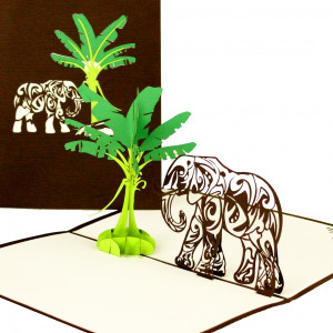 Colognecards Pop-Up Karte Elefant & Bananenbaum