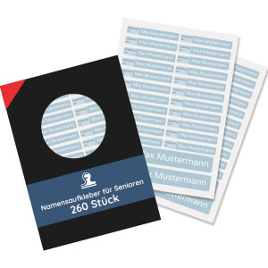 260 Stück Namensaufkleber für SENIOREN (Set mit 3 versch. Größen)