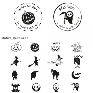 Happy Halloween Stempel / Colop R 40 (Ø 40 mm - 2 Zeilen)