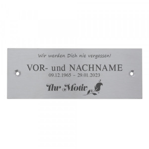 Gedenkschild aus Edelstahl (160 x 60 mm)