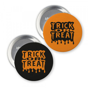 Buttons für Halloween "Trick or Treat" (ø 37 mm rund - 10 Stück)