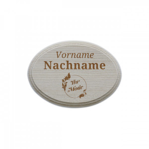 Schild aus Holz oval mit individueller Gravur (165 x 120 mm)