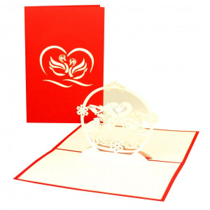 Colognecards Pop-Up Karte Hochzeit Schwäne