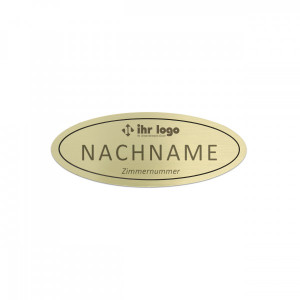 Türschild aus Messing oval mit Gravur (gold - 115x45 mm)