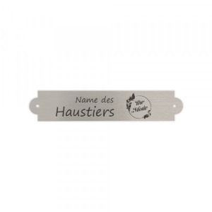 Tierschild aus Messing silber gebürstet (90 x 18 mm)