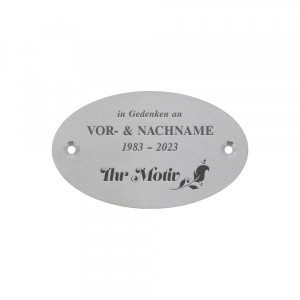 Grabschild aus Edelstahl oval (100 x 60 mm)