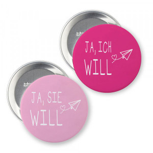 Buttons SET Junggesellinnenabschied "JA, ICH WILL" (ø 37 mm rund - 7