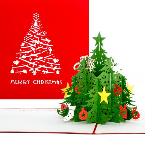 Colognecards Pop-Up Karte Tannenbaum Merry Christmas rot