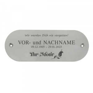 Gedenkschild aus Edelstahl runde Ecken (160 x 60 mm)