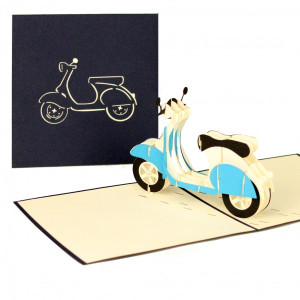 Colognecards Pop-Up Karte Vespa blau