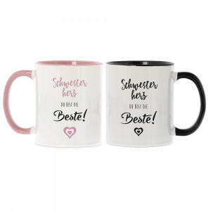 Keramiktasse "Schwesterherz, du bist die Beste!"
