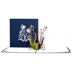 Colognecards Pop-Up Karte Tulpen blau