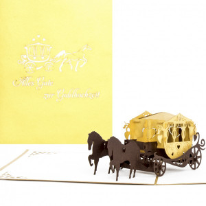 Colognecards Pop-Up Karte Kutsche Alles Gute zur Goldhochzeit