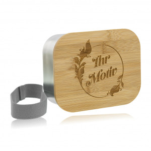 Lunchbox aus Edelstahl mit Bambusdeckel und Verschluss & inkl.
