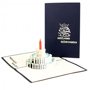 Colognecards Pop-Up Karte Torte blau