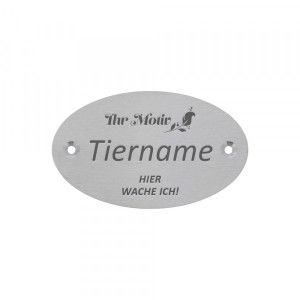 Tierschild aus Edelstahl oval (100 x 60 mm)