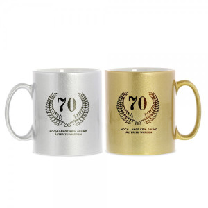 Keramiktasse zum 70. Geburtstag "Noch lange kein Grund älter zu