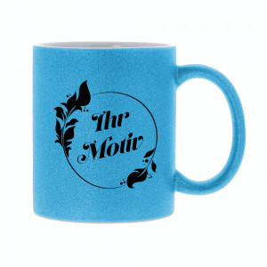 SALE - Keramiktasse individuell bedruckt in Glitzer-Farben (70x70 mm)