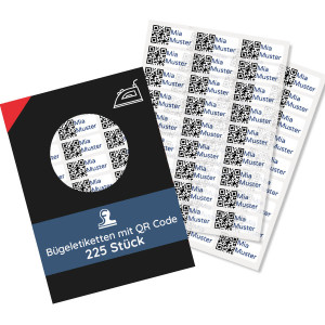 225 Stück Bügeletiketten mit QR Code 30x13 mm