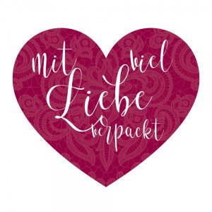 Aufkleber Mit viel Liebe verpackt "Herz" (60 Stück - ø 46mm)
