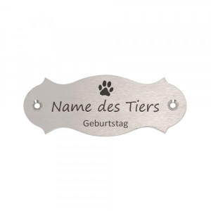 Tierschild aus Edelstahl (120 x 45 mm)