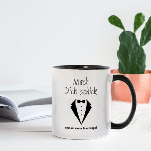 Keramiktasse "Mach dich schick und sei mein Trauzeuge"