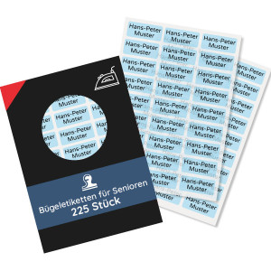225 Stück Bügeletiketten für Senioren im Altenheim / Pflegeheim /