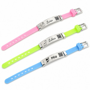 SOS Armband Kinder - Kinderarmband aus Silikon und Edelstahl mit