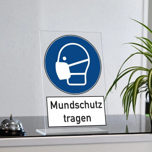 Acrylaufsteller "Mundschutz tragen" (ca. 200x300 mm)