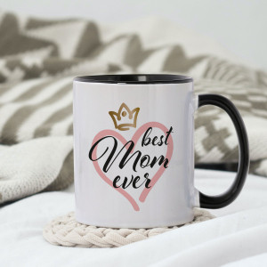Keramiktasse schwarz "best Mom ever"