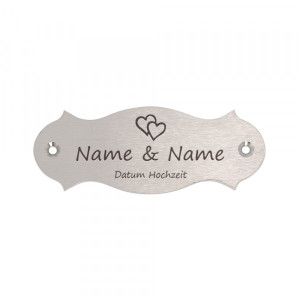 Hochzeitsschild aus Edelstahl (120 x 45 mm)
