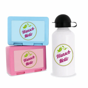 Brotdose & Aluminium Trinkflasche mit Kindermotiv und individuellem