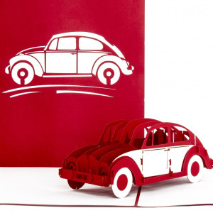 Colognecards Pop-Up Karte VW Käfer rot & weiss