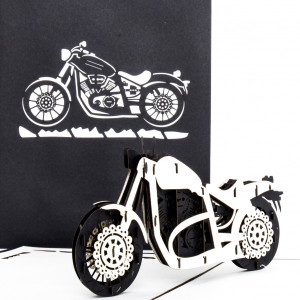 Colognecards Pop-Up Karte Motorrad schwarz