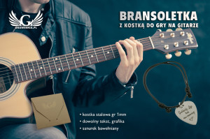 Bransoletka sznurkowa z kostką gitarową