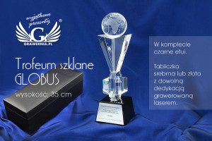 Trofeum szklane w etui - GLOBUS