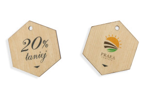 Etykiety drewniane, cenówki - wymiary: 40x46mm - druk UV - EDR013