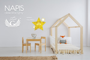 Napis dekoracyjny - gwiazda - kolorowy druk UV - NAP017