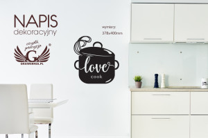 Napis dekoracyjny - love cook - wycinany laserem - NAP004