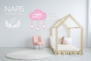 Napis dekoracyjny - sięgaj gwiazd - kolorowy druk UV - NAP018