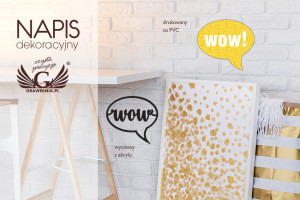 Napis dekoracyjny - wow - kolorowy druk UV - NAP014