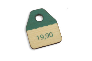 Etykiety drewniane, cenówki - wymiary: 24x30mm - druk UV - EDR016