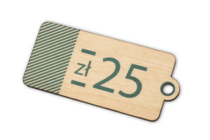 Etykiety drewniane, cenówki - wymiary: 27x60mm - druk UV - EDR010