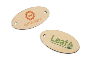 Etykiety drewniane, cenówki - wymiary: 50x25mm - druk UV - EDR006